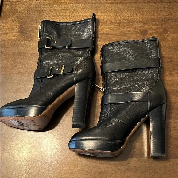 Coach Black Leather High Heel Boots - Picture 3 of 5